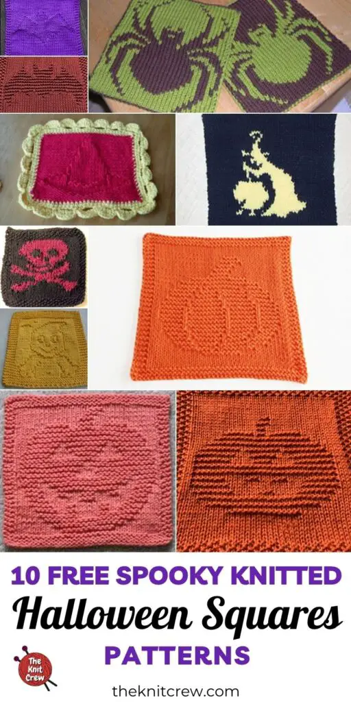 10 Free Spooky Knitted Halloween Square Patterns PIN 3