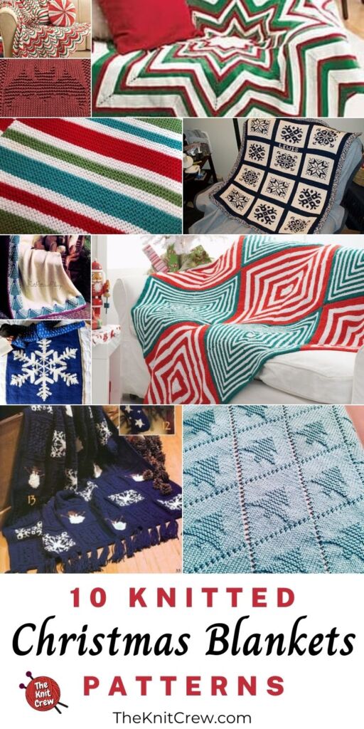 10 Knitted Christmas Blanket Patterns PIN 3