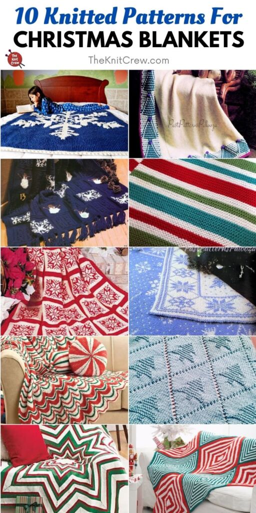 10 Knitted Patterns For Christmas Blankets PIN 2