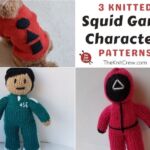 3 Knitted Squid Game Characters Patterns FB POSTER