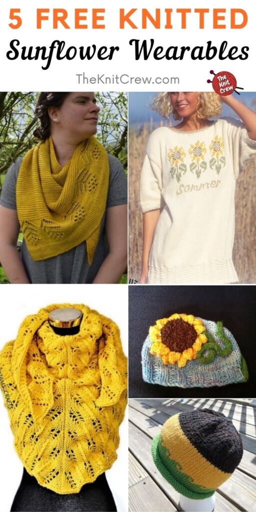 5 Free Knitted Sunflower Wearables PIN 2