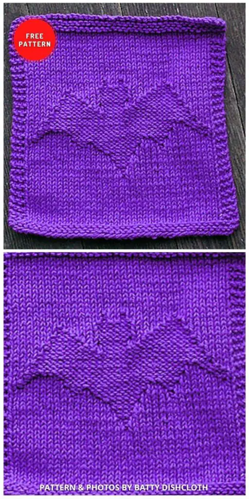 Batty Dishcloth - 10 Free Spooky Halloween Square Knitting Patterns