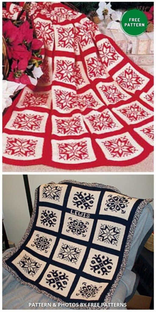 Christmas Stars Afghan - 10 Knitted Christmas Blanket Patterns To Make