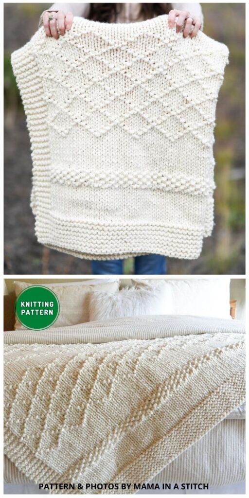Chunky Knit Blanket Pattern - 12 Knitted Modern Blanket Patterns Ideas
