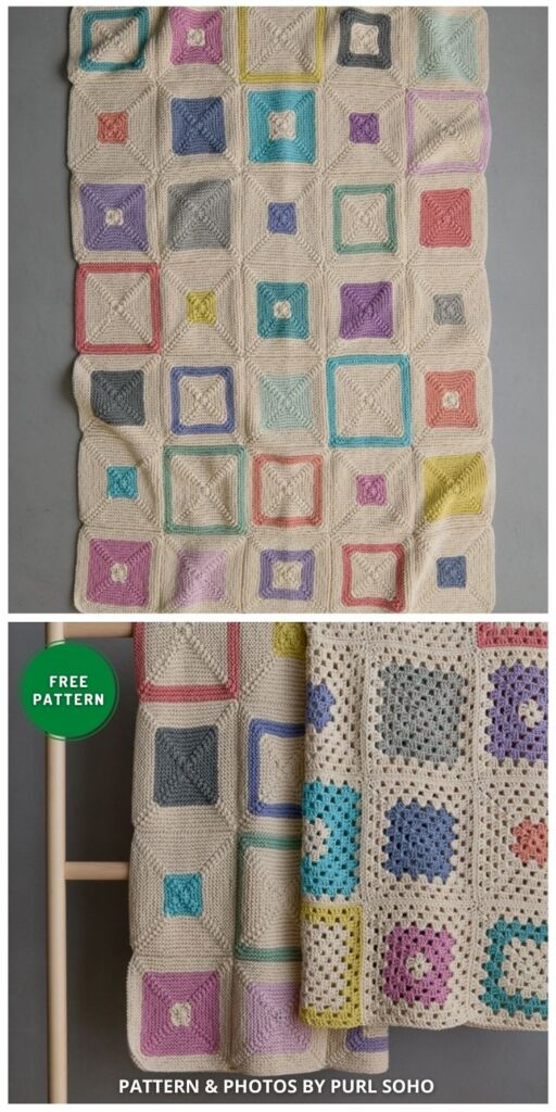 Fair + Square Blanket - 12 Knitted Modern Blanket Patterns Ideas