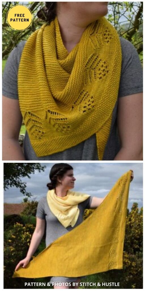 Sunflower Knit Shawl - 5 Free Sunflower Wearable Knitting Patterns