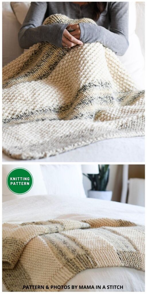 Winterland Three Stitch Blanket Knitting Pattern - 12 Knitted Modern Blanket Patterns Ideas