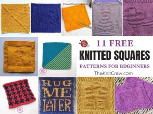 11 Free Knitted Square Patterns For Beginners FB POSTER