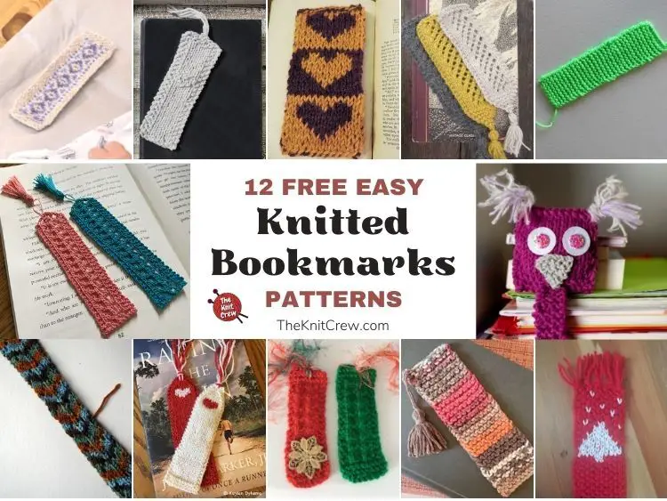 12 Free Easy Knitted Bookmark Patterns FB POSTER