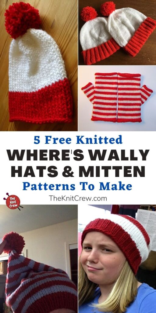 5 Free Knitted Where's Wally Hats & Mitten Patterns To Make PIN 1