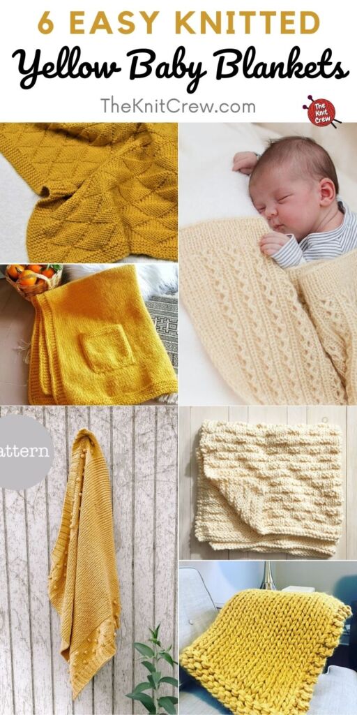 6 Easy Knitted Yellow Baby Blankets PIN 2