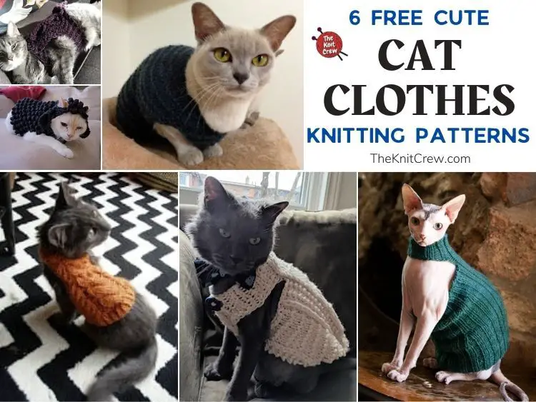 6 Free Cute Cat Clothes Knitting Patterns FB POSTER