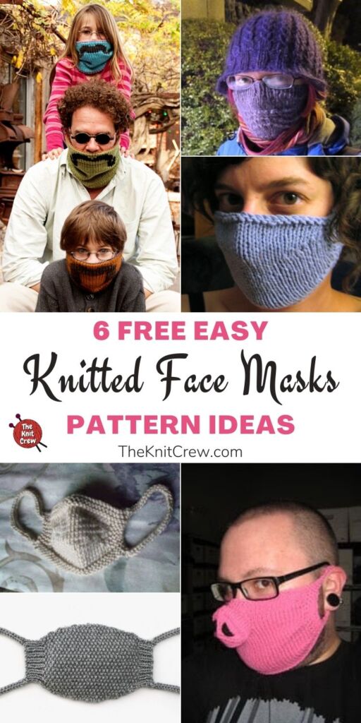 6 Free Easy Knitted Face Mask Pattern Ideas PIN 1