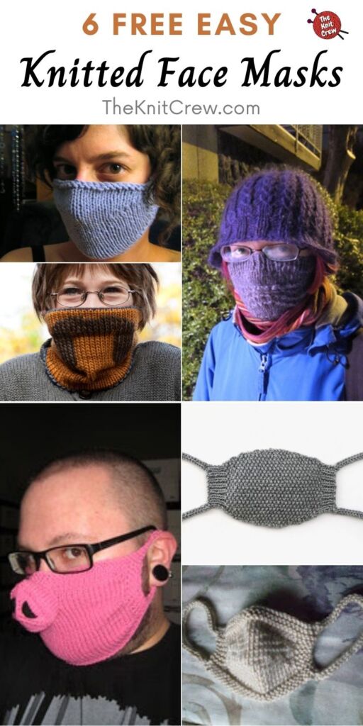 6 Free Easy Knitted Face Masks PIN 2