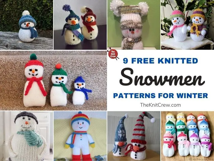 9 Free Knitted Snowman Patterns For Winter FB POSTER