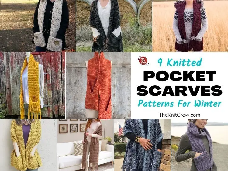 9 Knitted Pocket Scarf Patterns For Winter FB POSTER