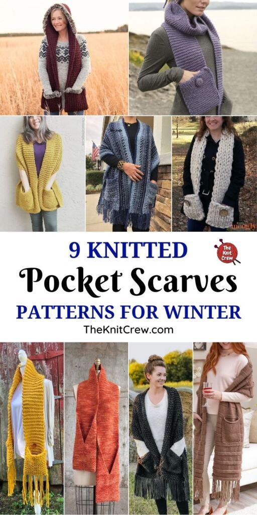 9 Knitted Pocket Scarf Patterns For Winter PIN 1