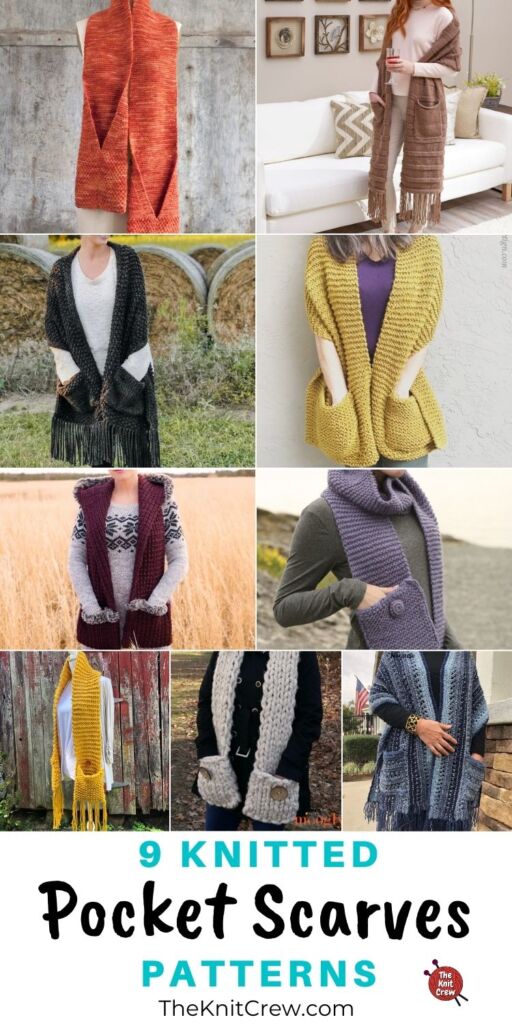 9 Knitted Pocket Scarf Patterns PIN 3