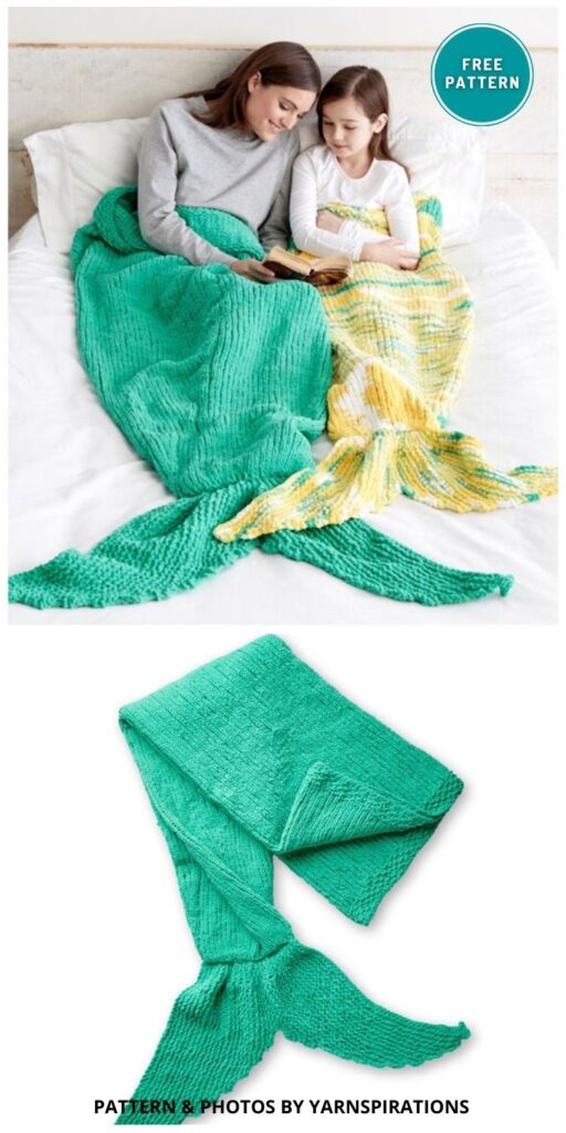 Bernat Knit Mermaid Snuggle Sack - 12 Knitted Mermaid Tail Patterns For Kids & Adults