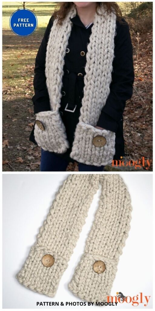 Big Fast Pocket Scarf - 9 Knitted Pocket Scarf Patterns For Winter