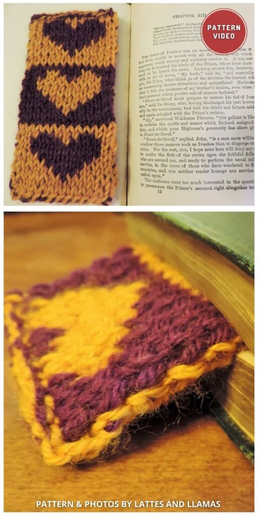 Bookmark with Double-Sided Knitting - 12 Free Easy Knitted Bookmark Patterns