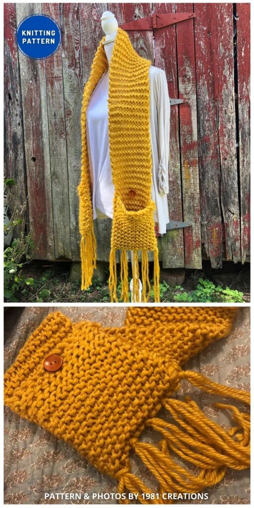 Chunky Knitted Pocket Scarf Pattern - 9 Knitted Pocket Scarf Patterns For Winter