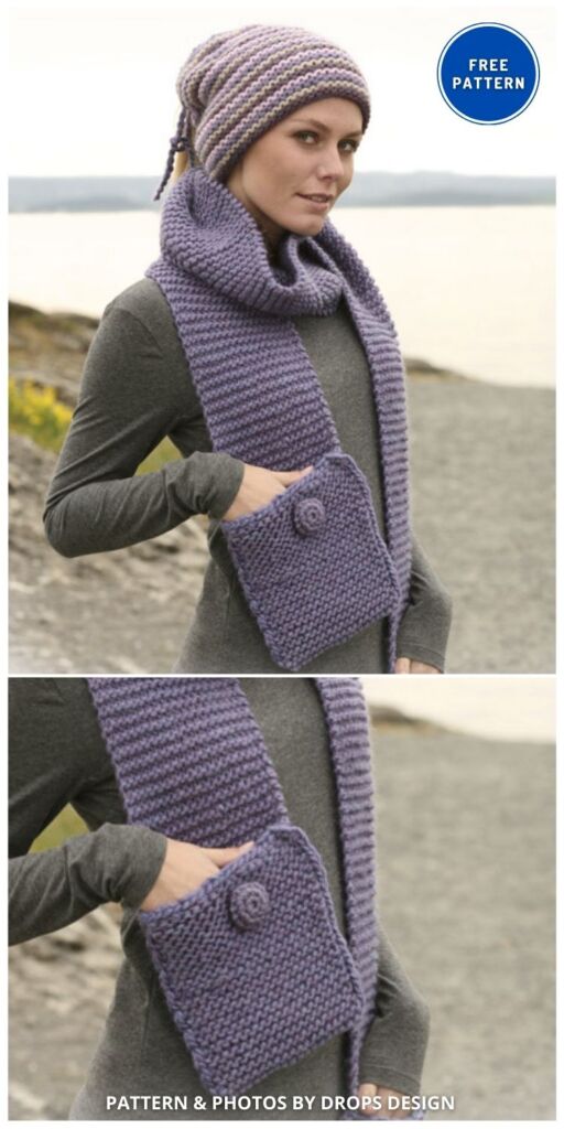 DROPS 108-41 - 9 Knitted Pocket Scarf Patterns For Winter