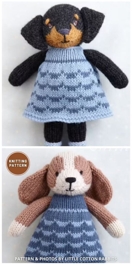 Dog in a Dress - 6 Knitted-Adorable Dog Toy Patterns