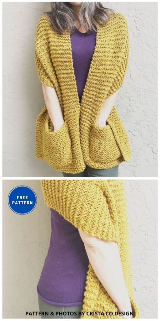 Giana Pocket Shawl - 9 Knitted Pocket Scarf Patterns For Winter