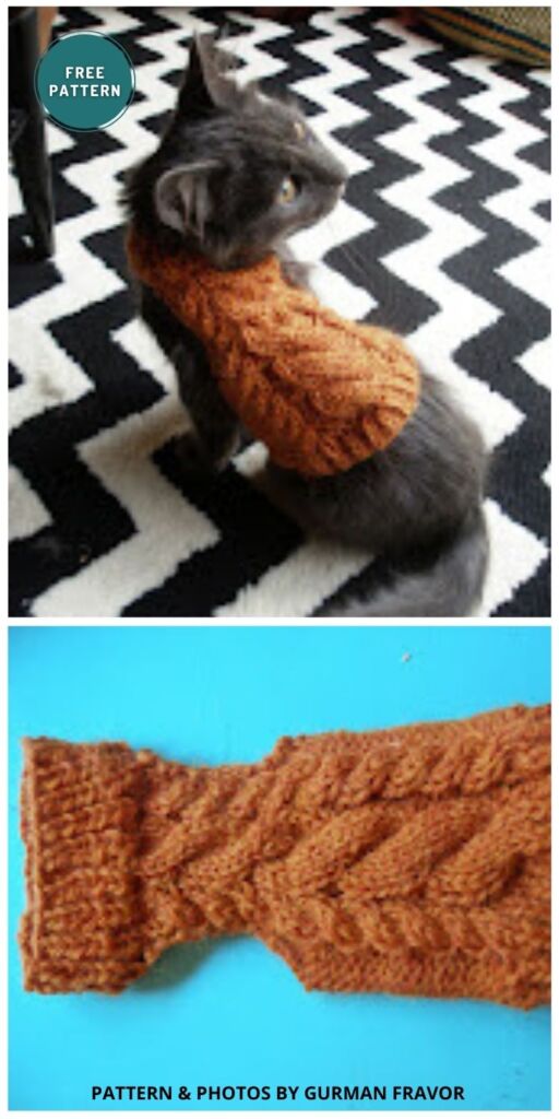 Log's Turtleneck - 6 Free Cute Cat Clothes Knitting Patterns