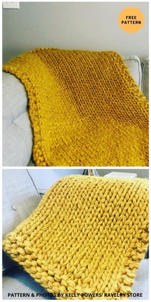 New York Minute Throw Blanket - 6 Easy Knitted Yellow Baby Blanket Patterns