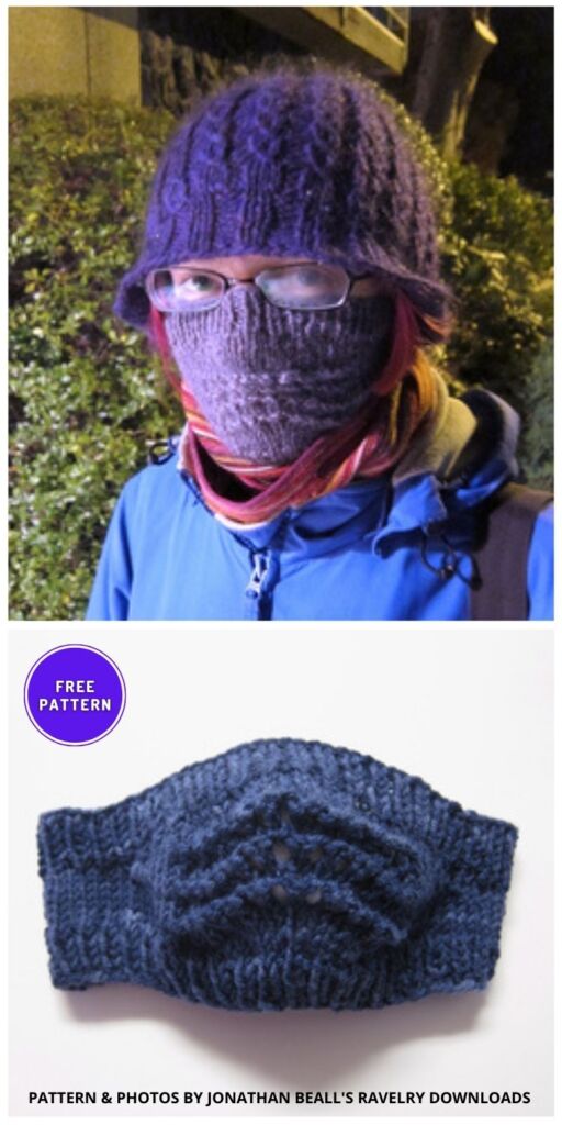 Old Shale Face Warmer - 6 Free Easy Knitted Face Mask Pattern Ideas