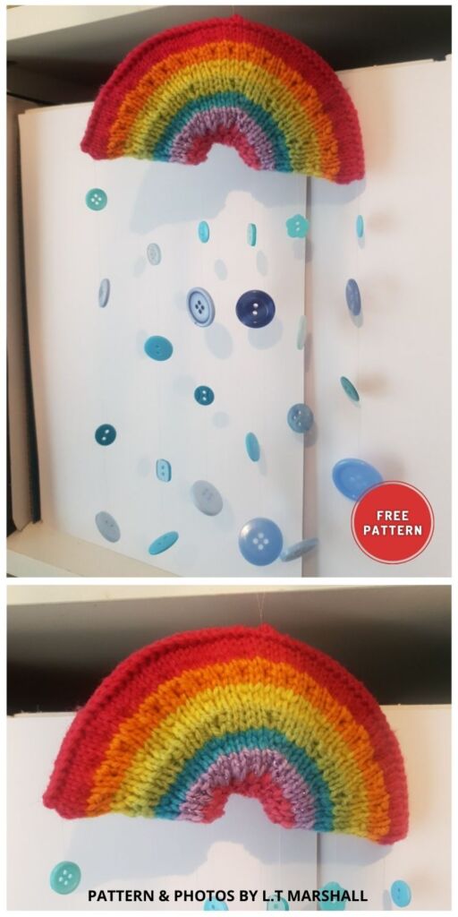 One Piece Rainbow Hanger - 8 Free Rainbow Wall Hanging Knitting Patterns