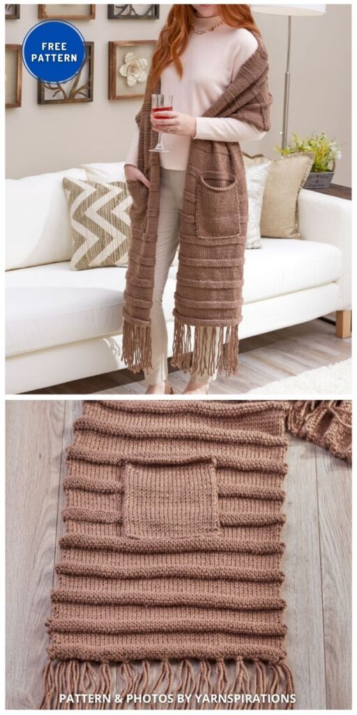 Red Heart Posh & Pocketed Super Scarf - 9 Knitted Pocket Scarf Patterns For Winter
