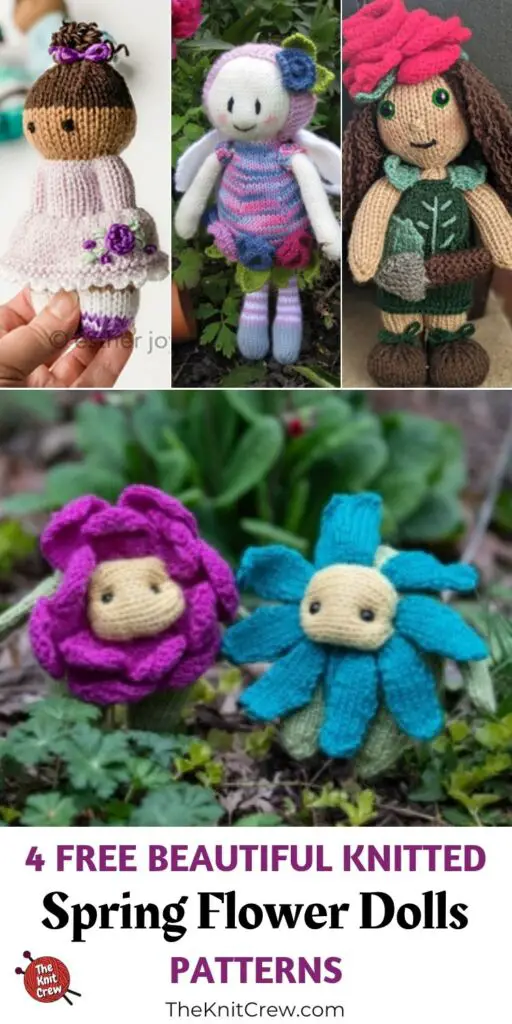 4 Free Beautiful Knitted Spring Flower Doll Patterns PIN 3