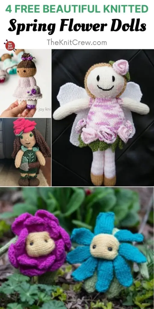 4 Free Beautiful Knitted Spring Flower Dolls PIN 2