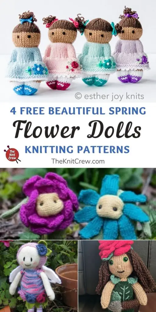 4 Free Beautiful Spring Flower Doll Knitting Patterns PIN 1