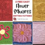 5 Free Easy Flower Square Knitting Patterns FB POSTER
