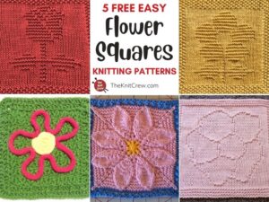 5 Free Easy Flower Square Knitting Patterns FB POSTER
