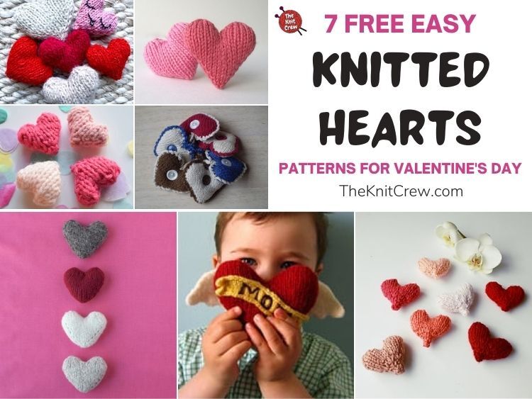 7 Free Easy Knitted Heart Patterns For Valentine's Day FB POSTER