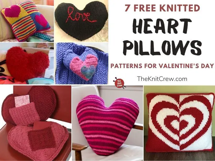 7 Free Knitted Heart Pillow Patterns For Valentine's Day FB POSTER