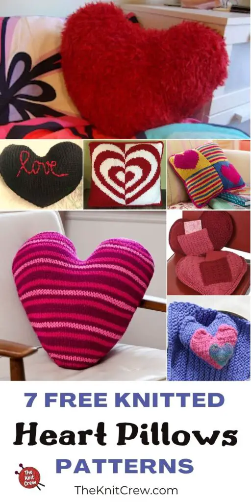 7 Free Knitted Heart Pillow Patterns PIN 3