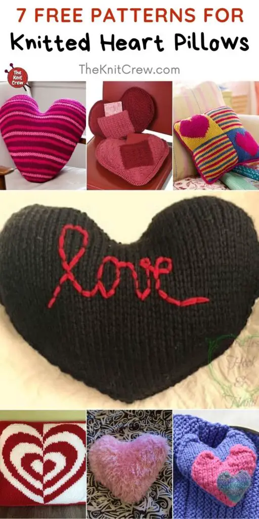 7 Free Knitted Heart Pillows PIN 2