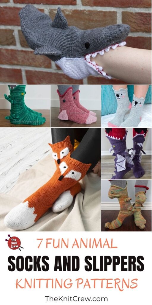7 Fun Animal Socks and Slippers Knitting Patterns PIN 3
