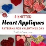 8 Knitted Heart Applique Patterns For Valentine's Day PIN 1