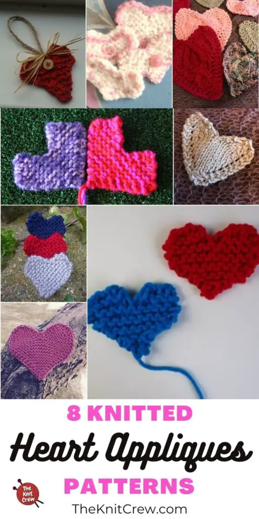 8 Knitted Heart Applique Patterns PIN 3