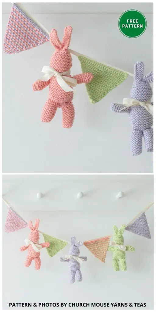 Baby Bunny and Bunting- 6 Free Easter Hanging Ornaments Knitting Patterns