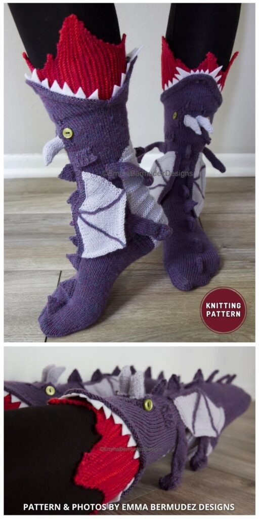 Dragon Socks - 7 Fun Knitted Animal Socks and Slippers Patterns
