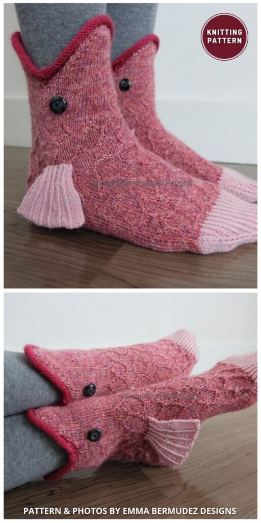 Fish Socks Pattern - 7 Fun Knitted Animal Socks and Slippers Patterns