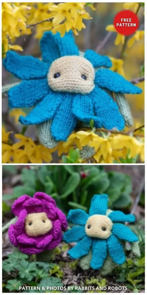 Flower Children Toys - 4 Free Beautiful Spring Flower Doll Knitting Patterns